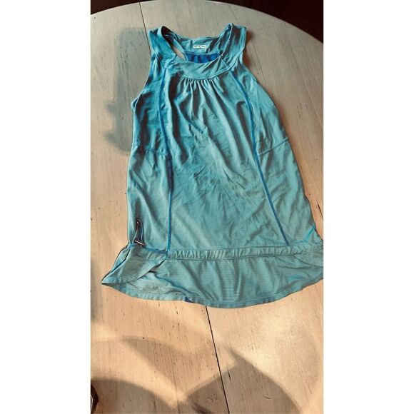 LULULEMON ATHLETICA BLUE ROUGED DRAWCORD RAZORBACK TANK TOP SZ 8 - Picture 1 of 9